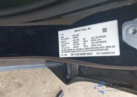 2022 Tesla Model 3 from USA, damaged, VIN 5YJ3E1EB3NF106675
